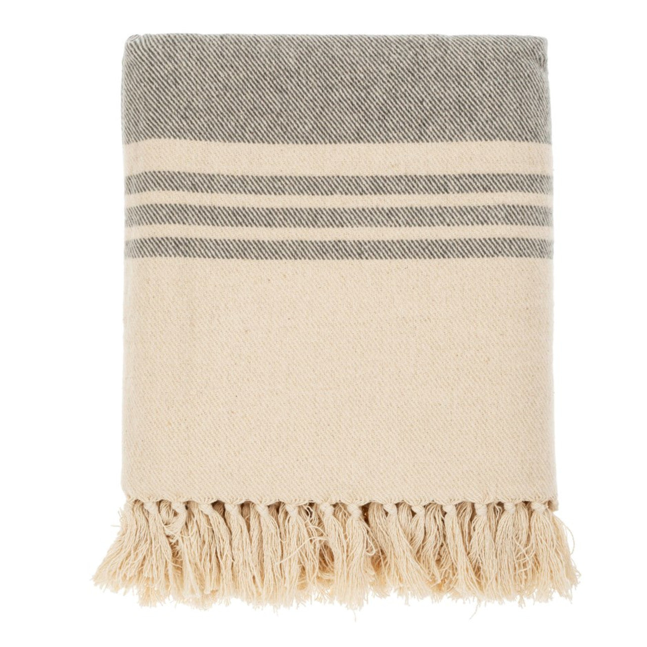 Indaba Beach Striped Brushed Throw, Grey