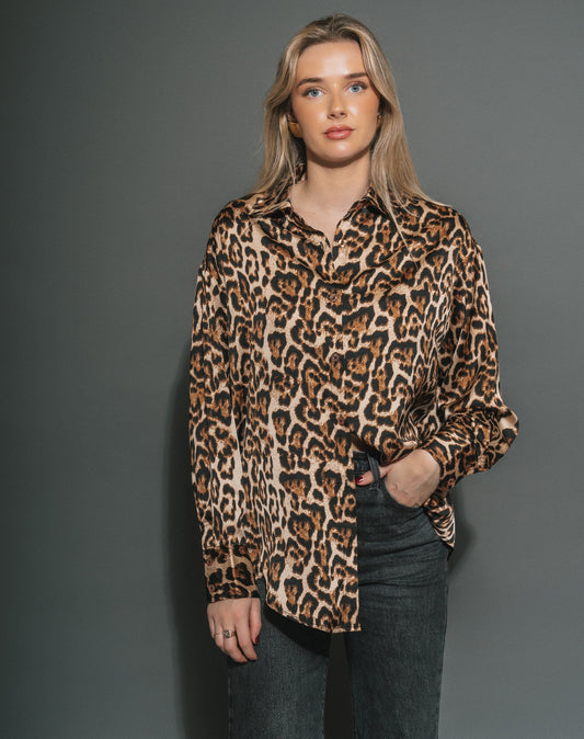 BTL Bianca Leopard Satin Shirt