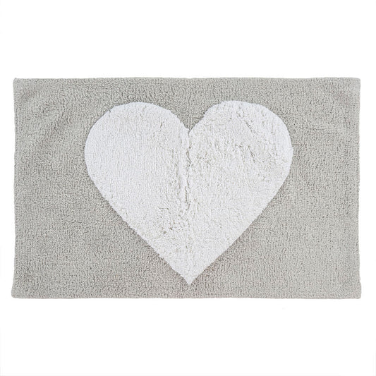 Heart Bath Mat Grey & White